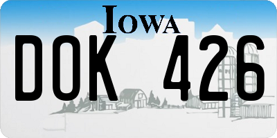 IA license plate DOK426