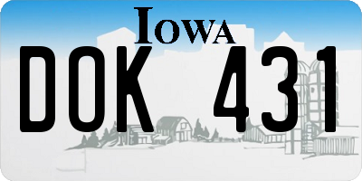 IA license plate DOK431