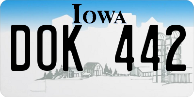 IA license plate DOK442