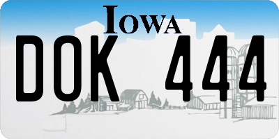 IA license plate DOK444