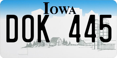 IA license plate DOK445