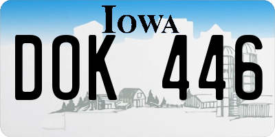 IA license plate DOK446