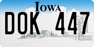 IA license plate DOK447