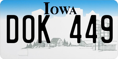 IA license plate DOK449
