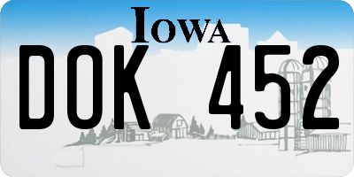 IA license plate DOK452