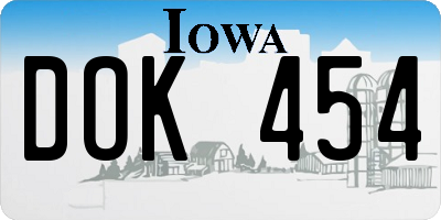 IA license plate DOK454