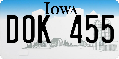 IA license plate DOK455