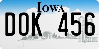 IA license plate DOK456