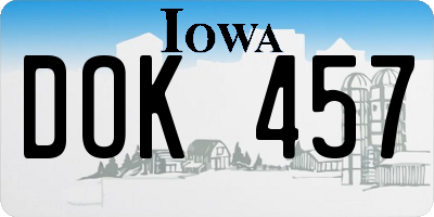 IA license plate DOK457