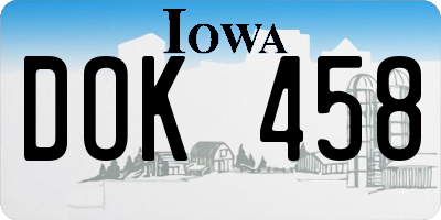 IA license plate DOK458