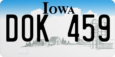 IA license plate DOK459