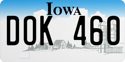 IA license plate DOK460