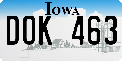 IA license plate DOK463