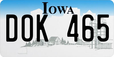 IA license plate DOK465