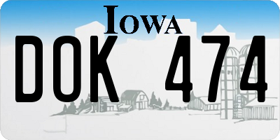 IA license plate DOK474