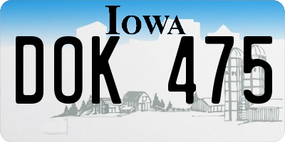 IA license plate DOK475
