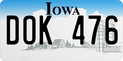 IA license plate DOK476