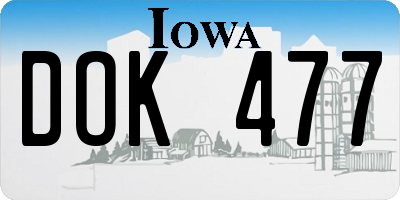 IA license plate DOK477