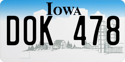 IA license plate DOK478