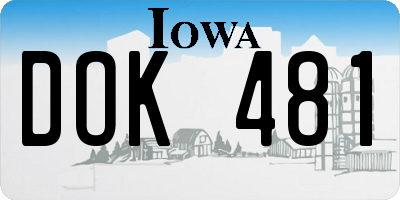 IA license plate DOK481