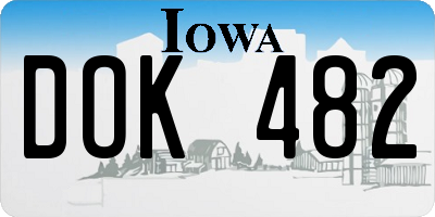 IA license plate DOK482