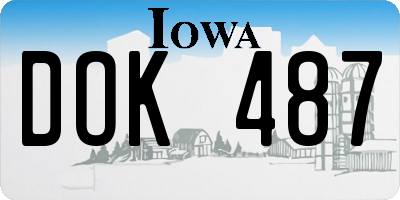 IA license plate DOK487