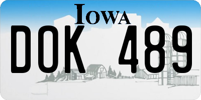 IA license plate DOK489