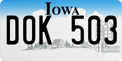 IA license plate DOK503