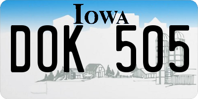 IA license plate DOK505