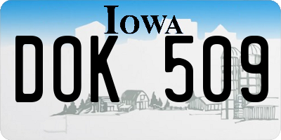 IA license plate DOK509