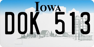 IA license plate DOK513