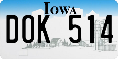 IA license plate DOK514