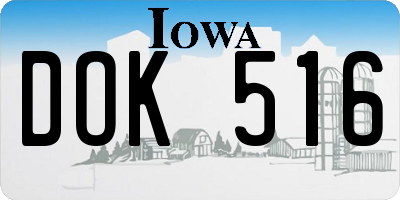IA license plate DOK516