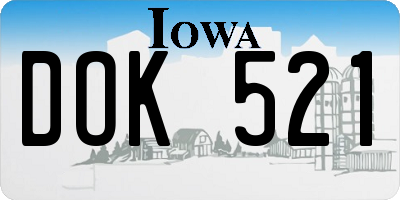 IA license plate DOK521
