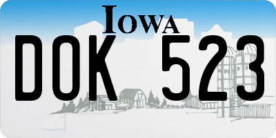 IA license plate DOK523