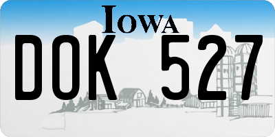 IA license plate DOK527