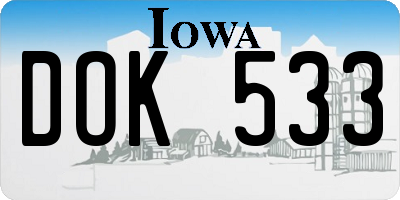 IA license plate DOK533