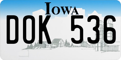 IA license plate DOK536