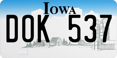 IA license plate DOK537