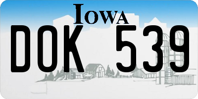 IA license plate DOK539