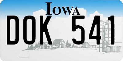 IA license plate DOK541