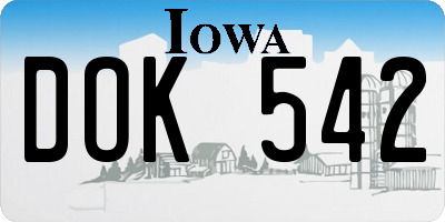 IA license plate DOK542