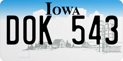 IA license plate DOK543