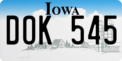 IA license plate DOK545