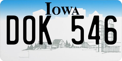 IA license plate DOK546