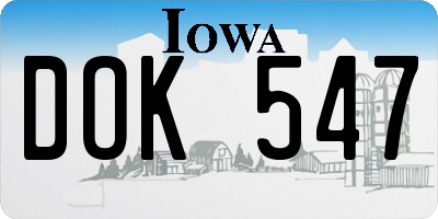 IA license plate DOK547