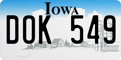 IA license plate DOK549