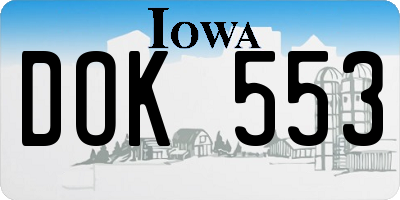 IA license plate DOK553