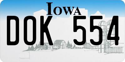 IA license plate DOK554