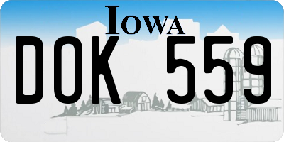 IA license plate DOK559